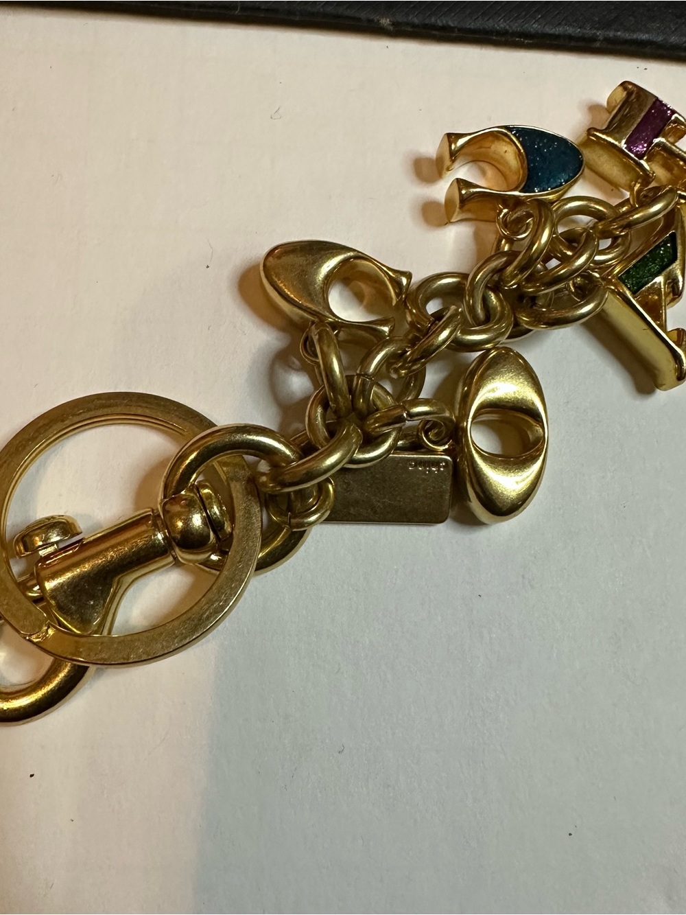 Coach Gold-Tone Multicolor Enamel COACH Charm Keychain - Picture 3 of 5